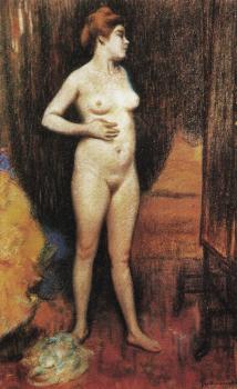 Naked woman in the mirror